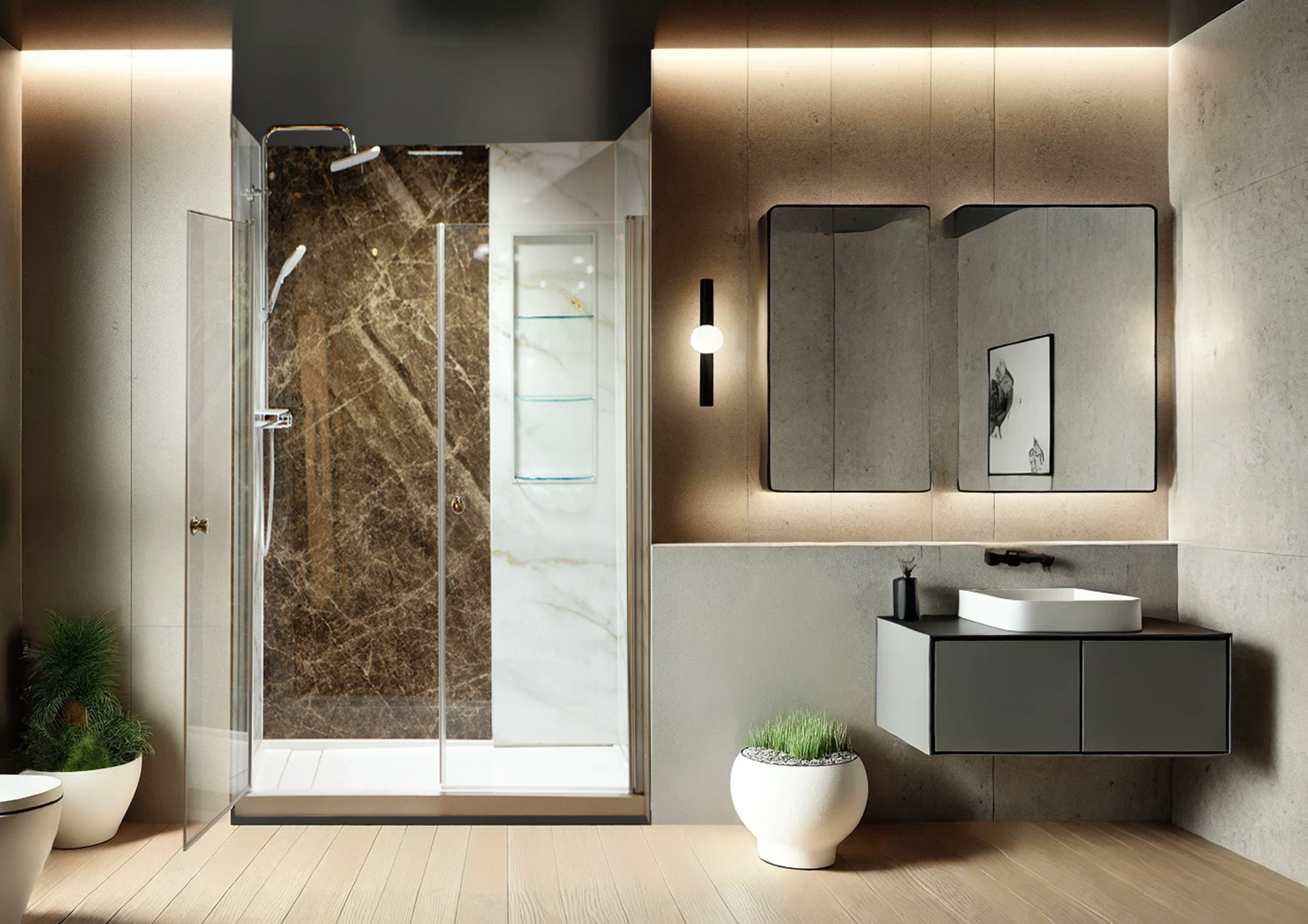 Modern walk in shower remodel Richmond